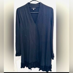 COS ruffle hem lyocell mini tunic shift dress black party prom office jacquard M